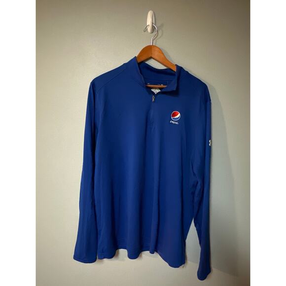 Under Armour Pepsi Blue 1/4 Zip Pullover 2XL HeatGear Long Sleeve - Picture 1 of 7